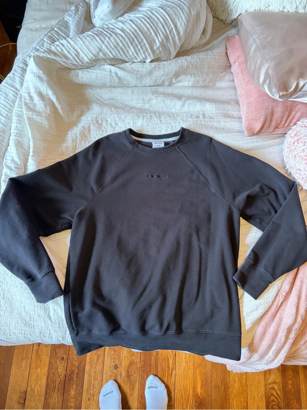 Champion Black Crewneck Sweatshirt with Subtle Logo